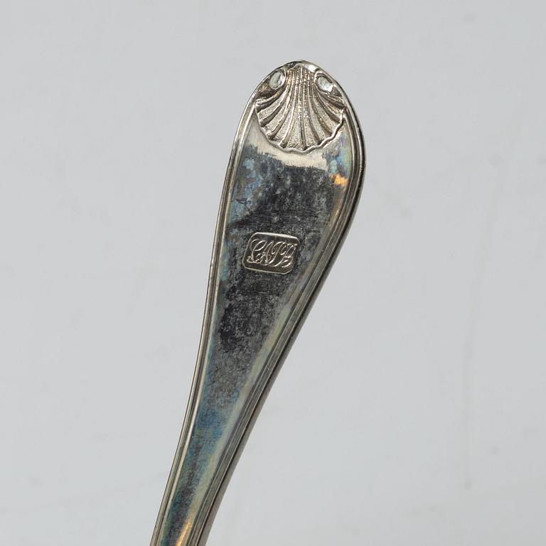 A set of three Swedish silver sauce ladles and a small sauce bowl, mark of Johan Petter Grönwall,  Stockholm 1824-37.