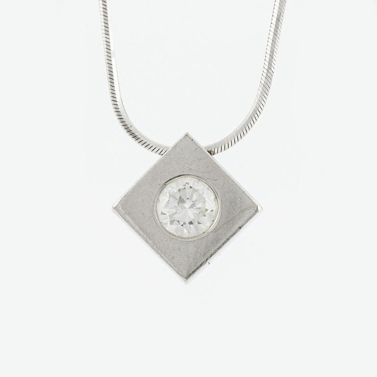 Collier, 18K vitguld med briljantslipad diamant.