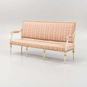 A Gustavian sofa, late 18th century.