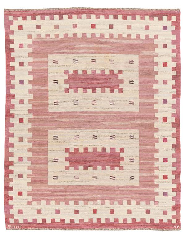 Marianne Richter, a carpet, "Rostaggen", flat weave, ca 237 x 187 cm, signed AB MMF MR.