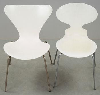 STOLAR, 2 st, "Myran" och "Sjuan", Arne Jacobsen, Fritz Hansen.
