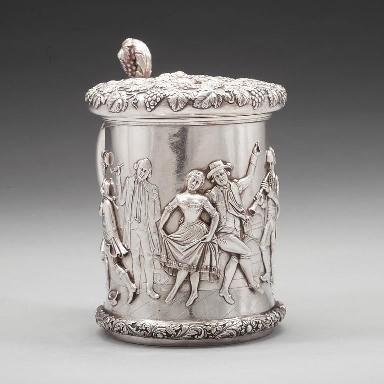 A Swedish 19th century parcel-gilt tankard, mark of Gustaf Folcker, Stockholm 1847.