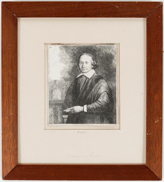 REMBRANDT HARMENSZ. VAN RIJN, etsning, 1665, senare avdrag 1800-tal.