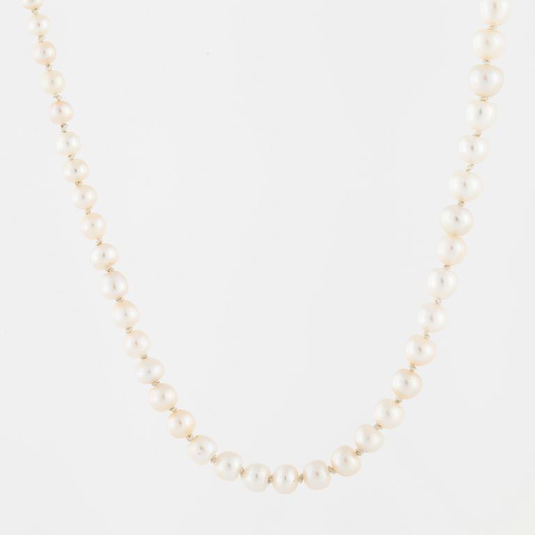 A cultured pearl necklace by Hugo Strömdahl, Stockholm, 1962.