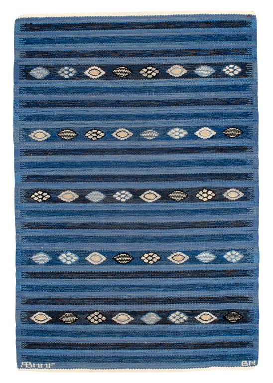 CARPET. "Blåbär". Tapestry weave. 132 x 89 cm. Signed AB MMF BN.