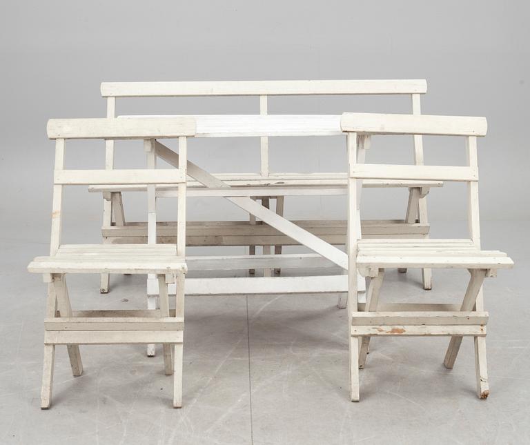 TRÄDGÅRDSMÖBLEMANG, 4 delar, 1900-talets mitt/andra hälft.