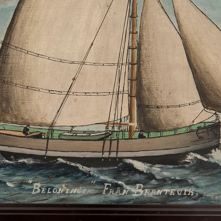 Unknown artist 20th century, "The ship Belöningen, Brantevik".