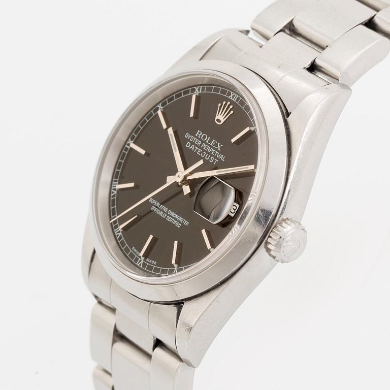 Rolex, Datejust, ca 2003. <b>Case size:</b> 36 mm
<b>Material:</b> steel
<b>Movement...