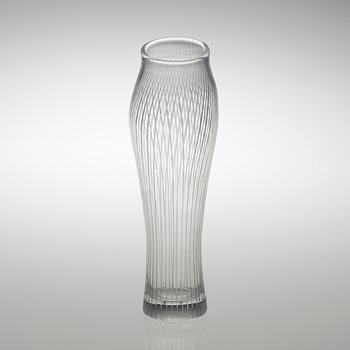 A GLASS VASE, "Varsanjalka" 3215, signed Tapio Wirkkala Iittala.