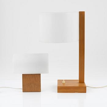 Uno & Östen Kristiansson, a wall light and a table light, Luxus, Vittsjö, Sweden.