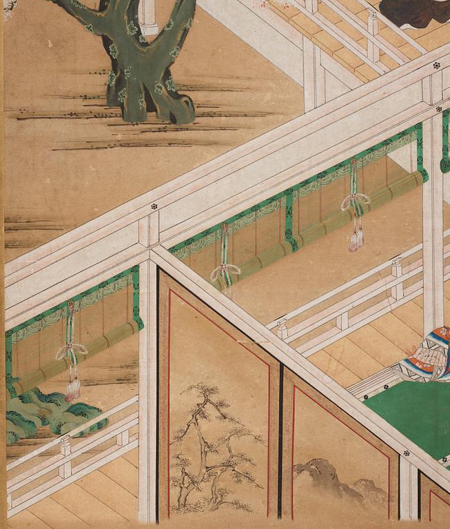 A Japanese six fold screen, Edo period (1603-1868).