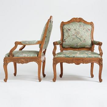 A pair of Swedish Rococo armchairs.