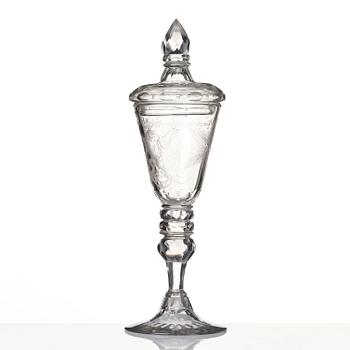 A large engraved goblet, Kungsholms glasbruk, 18th century.