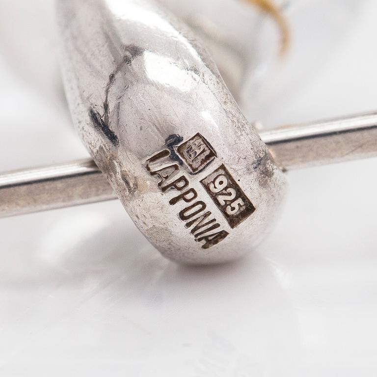 Björn Weckström, hänge "Nuggetdroppen", sterlingsilver, guld och akryl, Lapponia med kedja i silver.