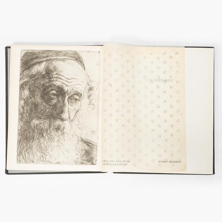 Hermann Struck, "Die Künst des Radieren's" bok med fem originaletsningar av bl a Edvard Munch och Max Liebermann.