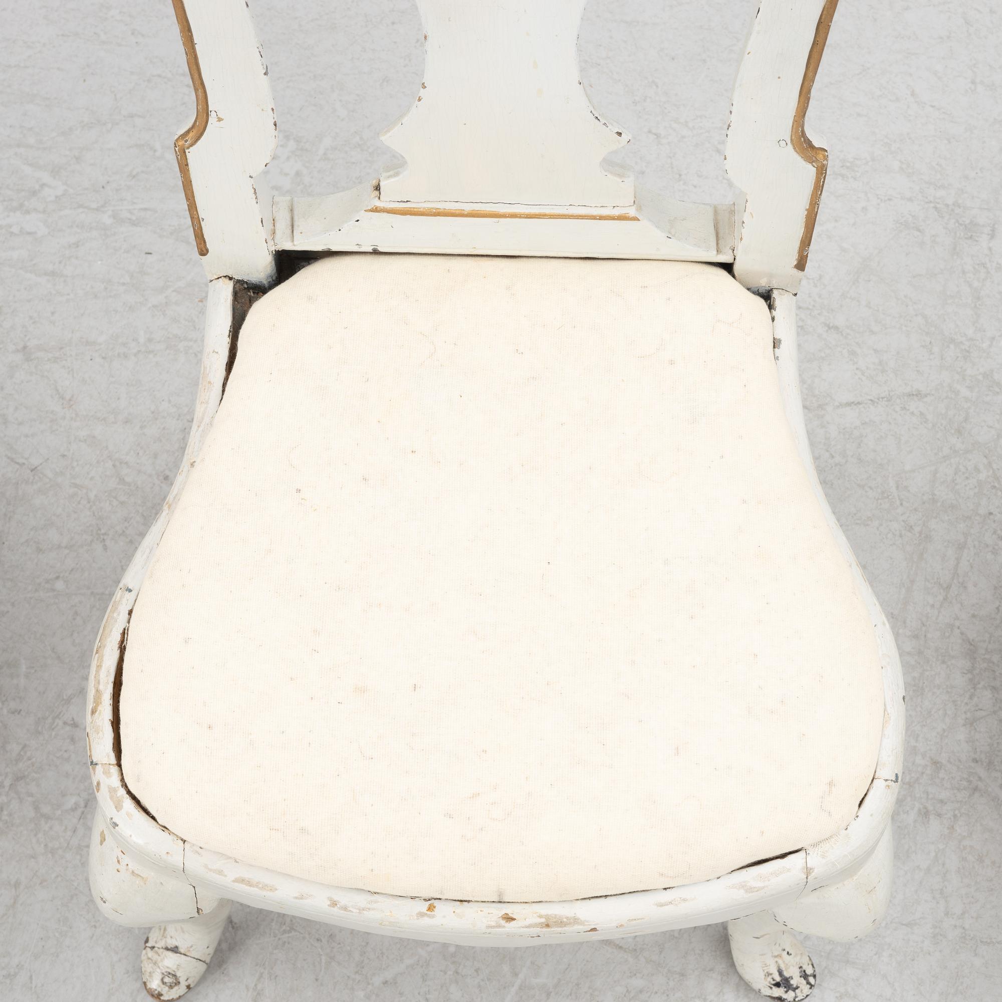 Chairs, 4 pcs, probably Bergslagen, mid-18th century, Late Baroque.