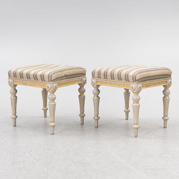 A pair of Gustavian style stools, 19th century.