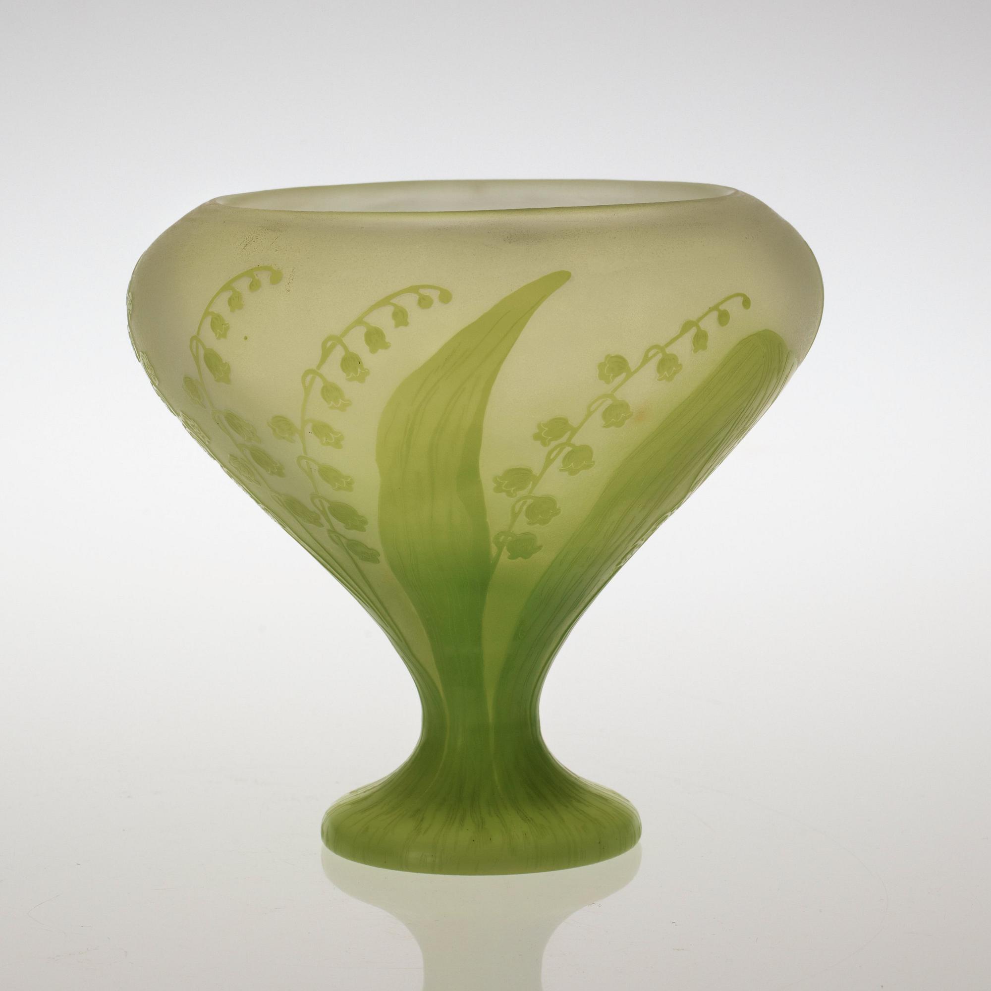 A Karl Lindeberg Art Nouveau cameo glass vase, Kosta.