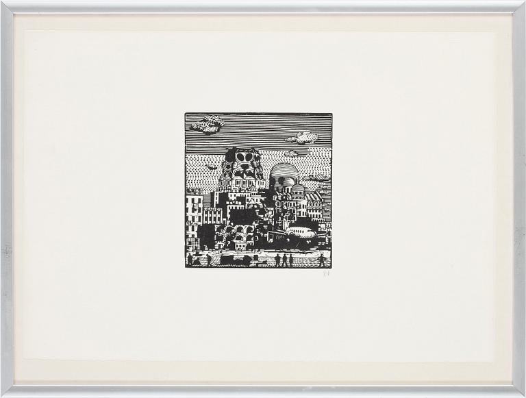 PALLE NIELSEN, träsnitt, monogramsignerad.