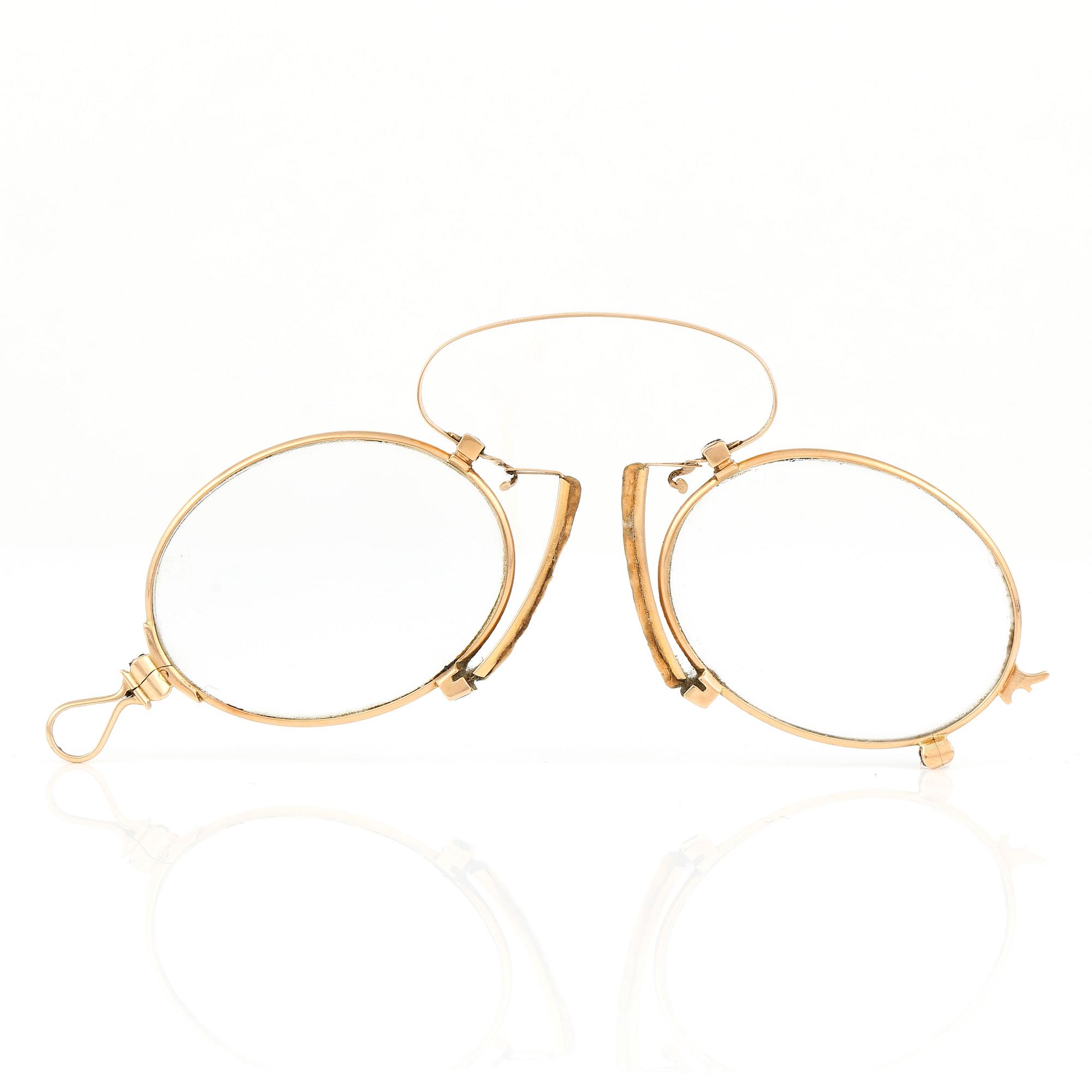 GULDPINCENÉ, 14K, haltstämplad 585, tidigt 1900-tal. Tot ca 12 gram.