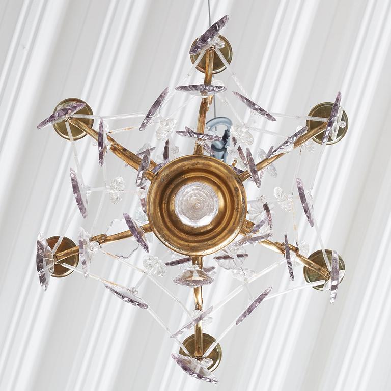 A Swedish Rococo 18th century six-light chandelier.