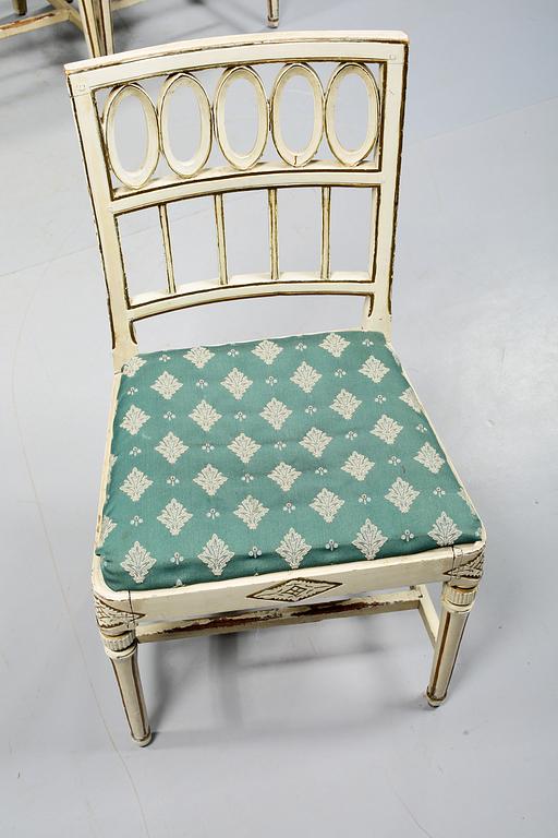 STOLAR, 4 st, s.k "nollstolar", varav en signerad Johannes Nilsson, Lindome, sengustavianska, 1800-talets första hälft.