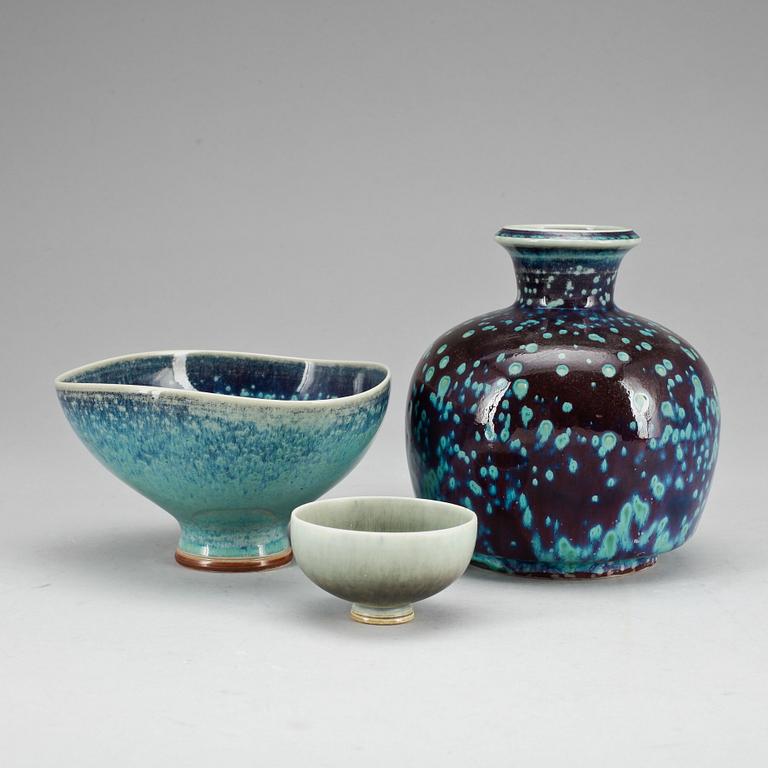 PARTI STENGODS, 3 st, Bernt Friberg, Gustavsberg, signerad.