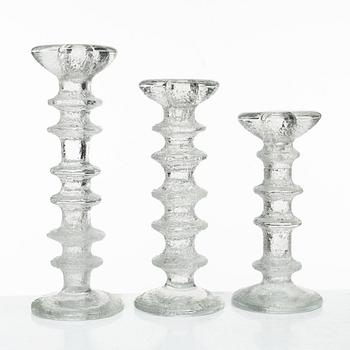Timo Sarpaneva, a set of six glass candleholders, 'Festivo', Iittala, Finland.