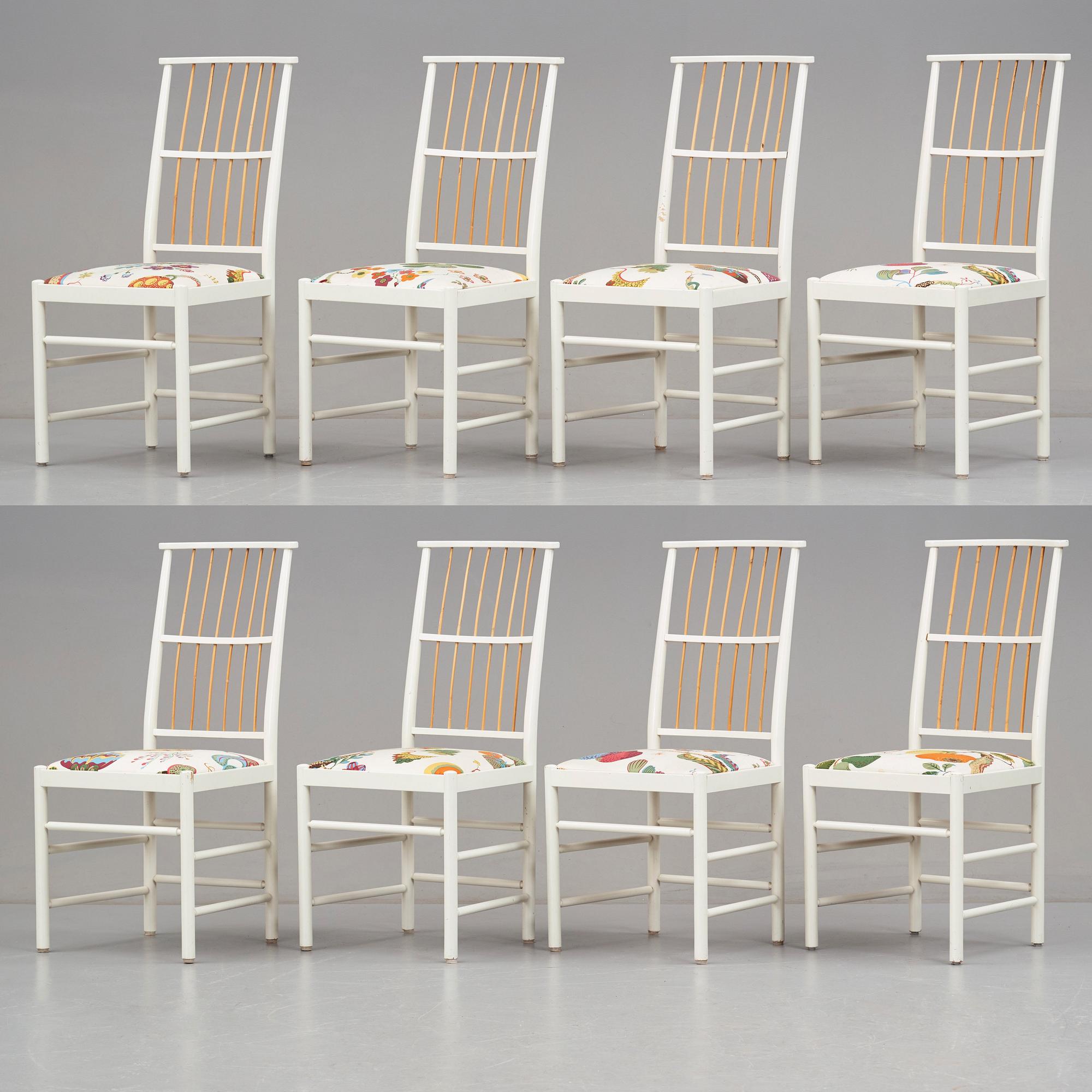Josef Frank, a set of eight dining chairs, Svenskt Tenn, Sweden, model 2025.
