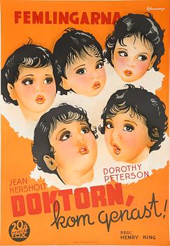 FILMAFFISCH, litografiskt tryck, "Doktorn kom genast!", 1936.