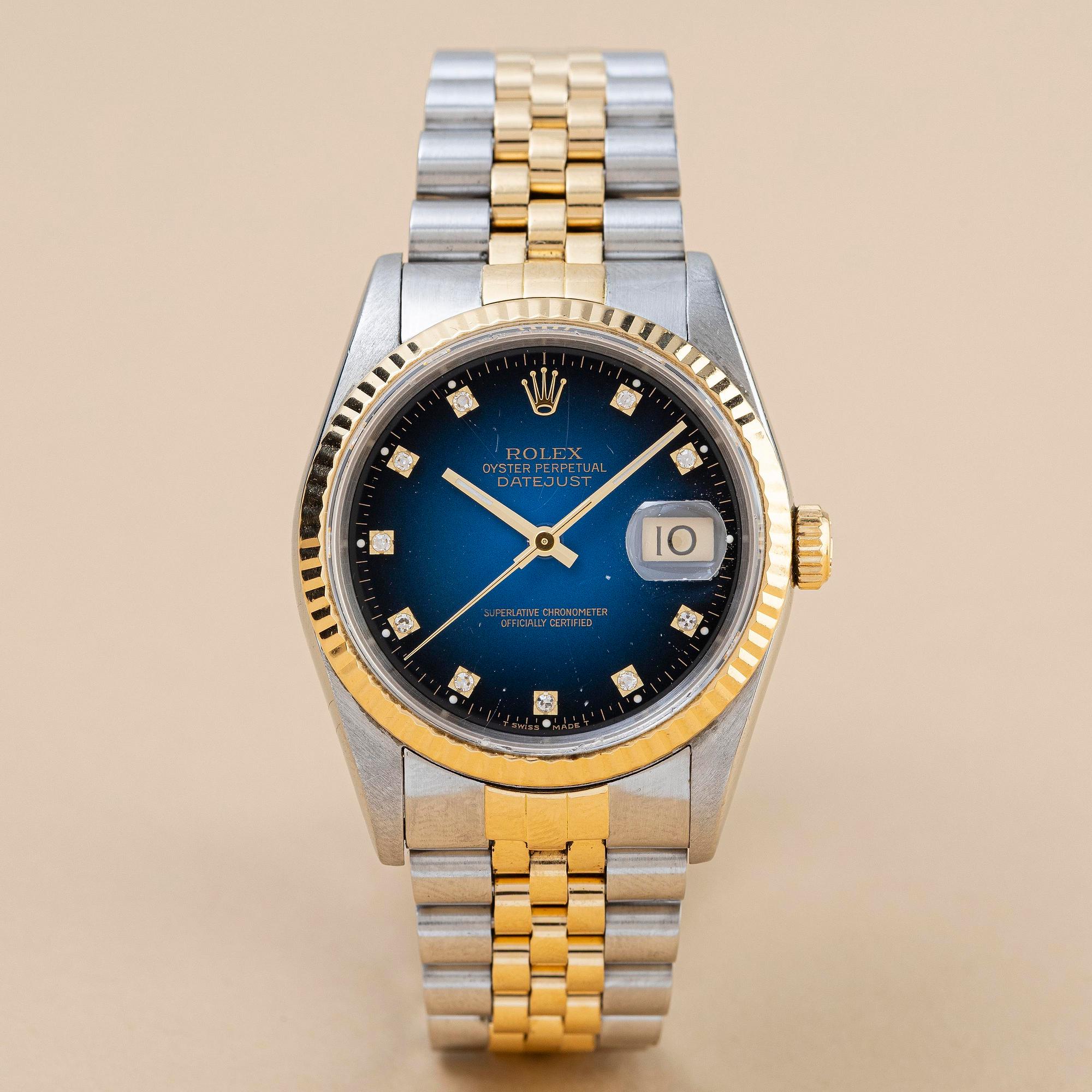 Rolex, Datejust, "Blue Diamond Vignette Dial", ca 1990.