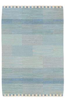 207. Marianne Richter, a carpet, "Muren ljusblå", flat weave, c 241 x 165 cm, signed AB MMF MR.