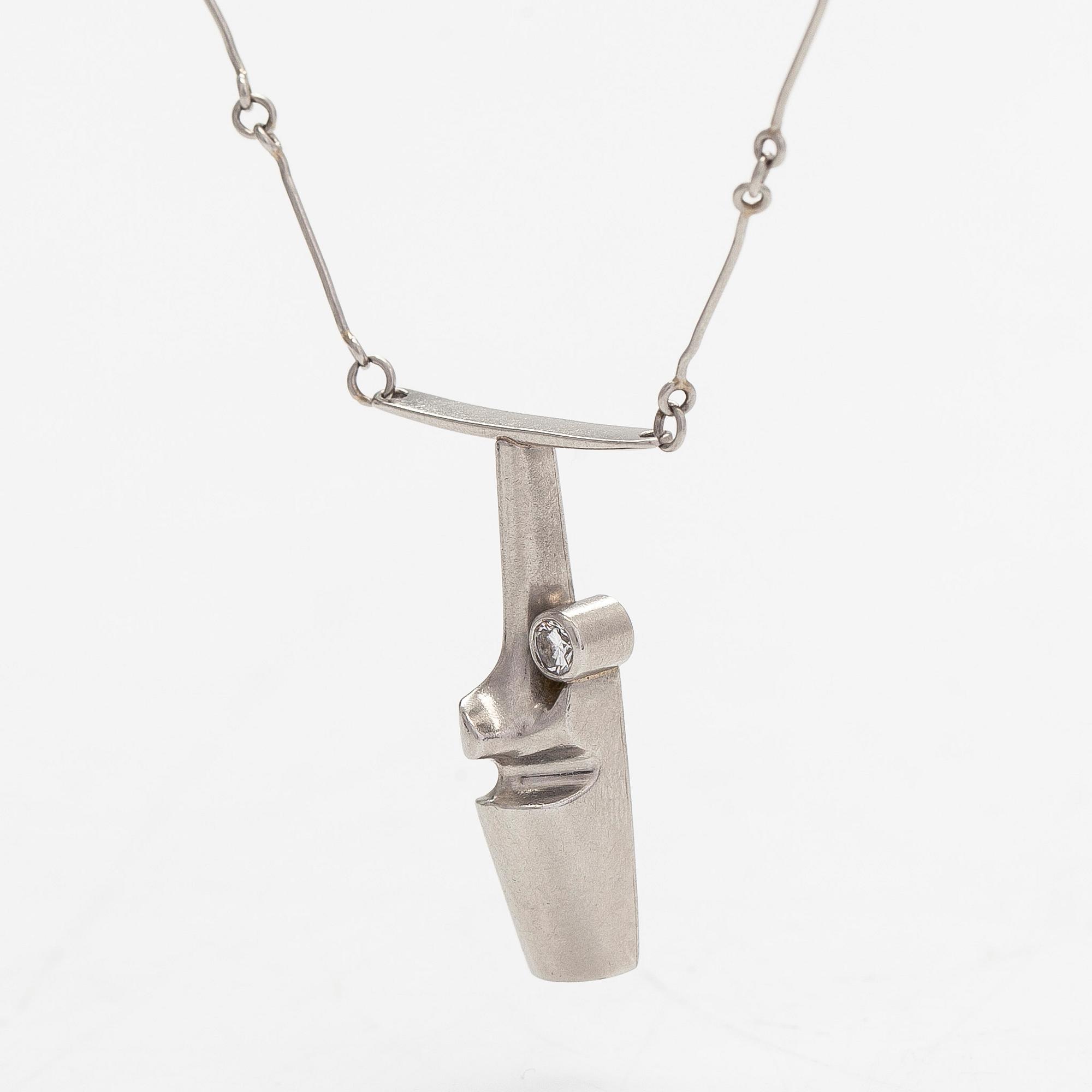 Björn Weckström, Halsband "Nessos", platina och diamant ca 0.10 ct. Lapponia 1982.