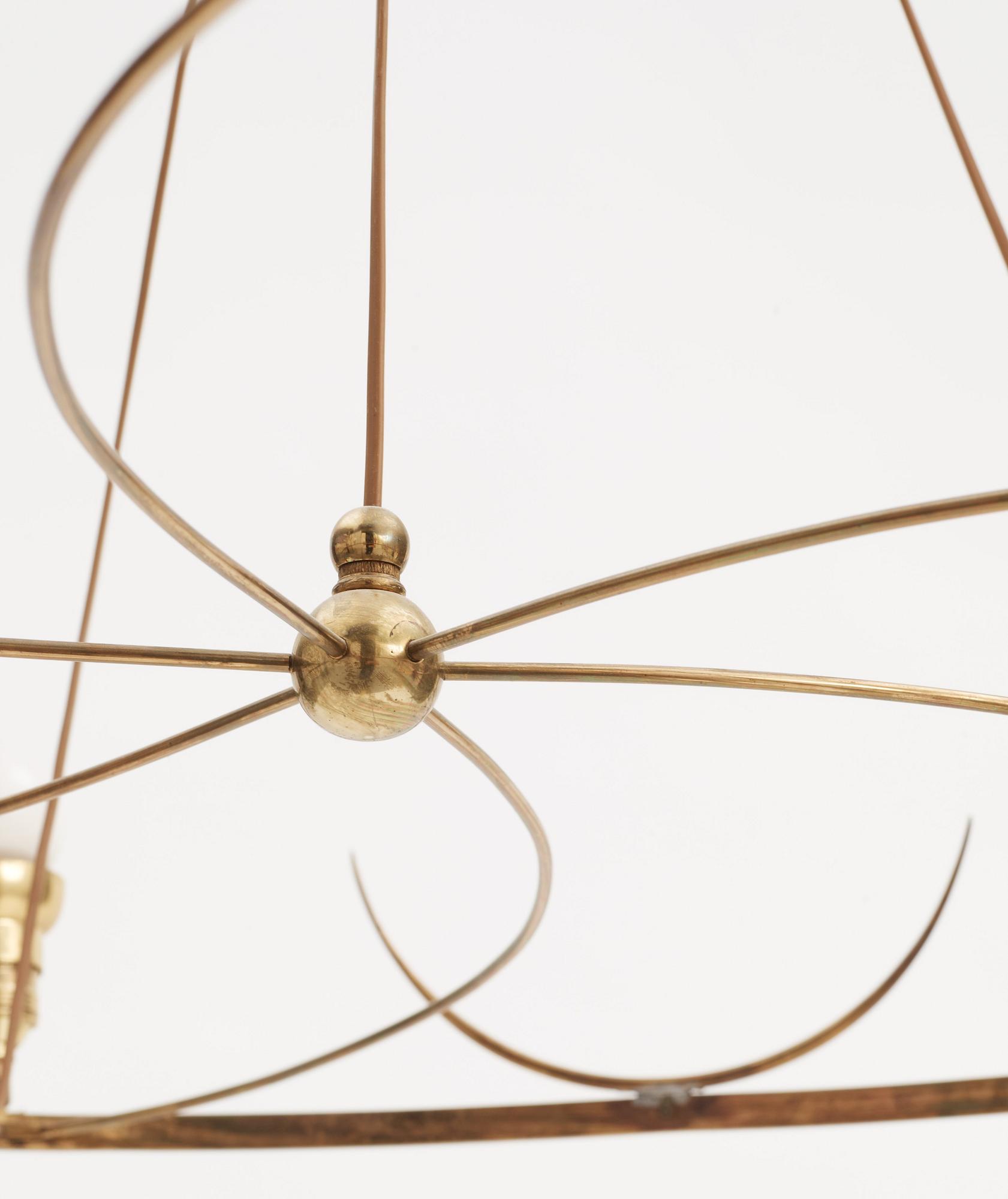 A brass ceiling lamp, probably Vienna, Austria circa 1910.