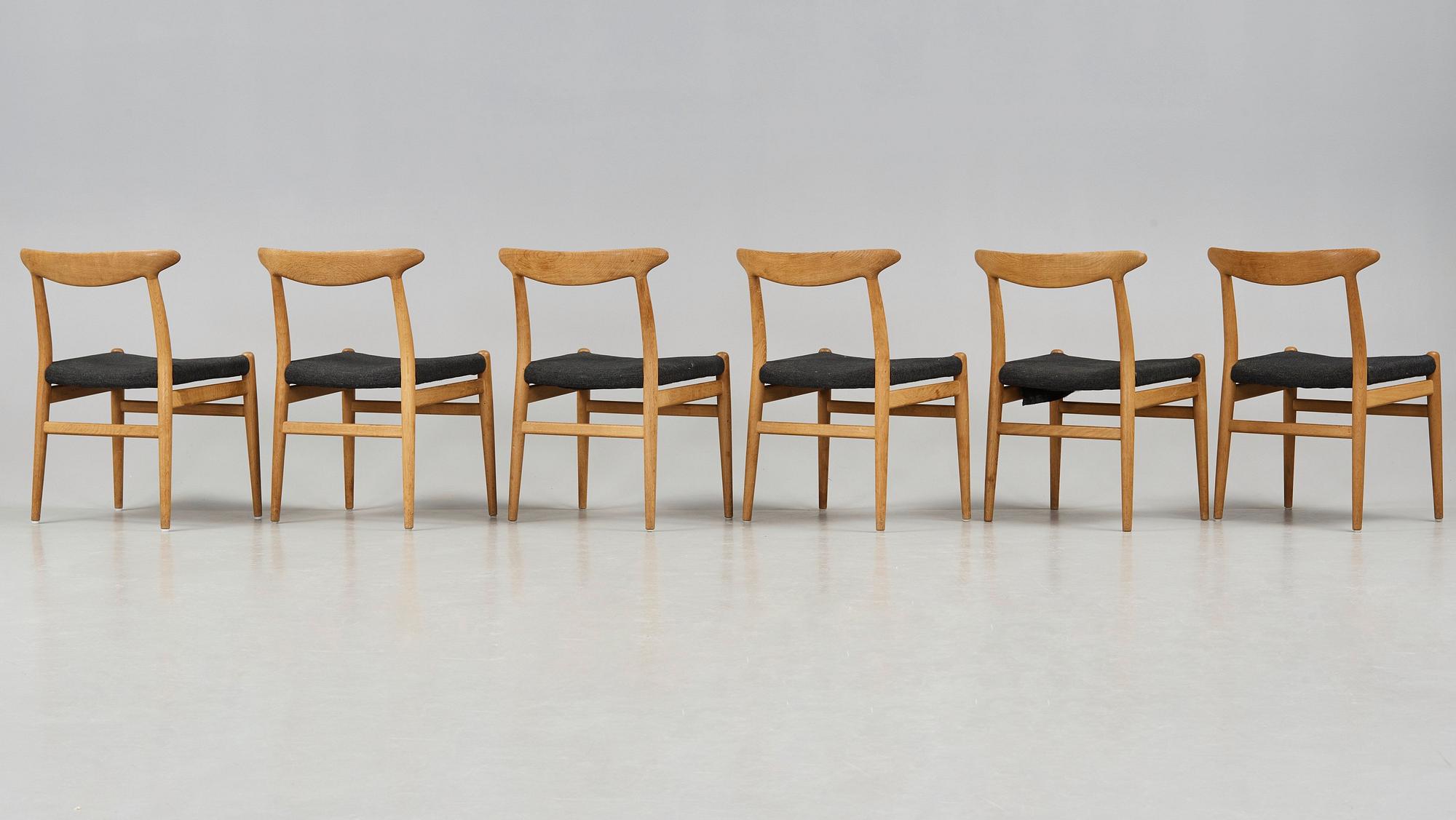 Hans J. Wegner, stolar, 6 st, C M Madsens Fabriker, Danmark 1950-60-tal.
