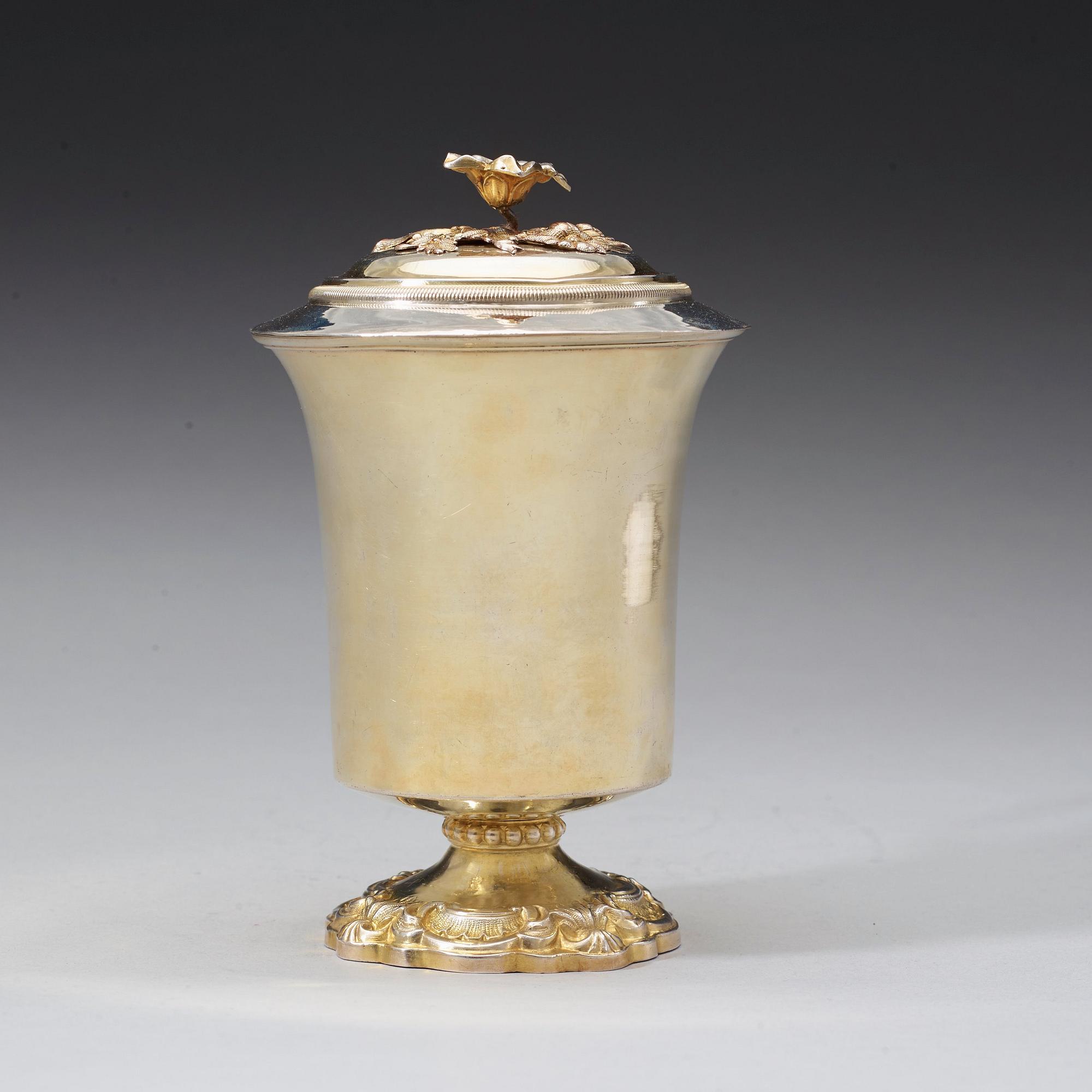 MUGG med lock, icke identifierad mästarstämpel, Moskva 1847.