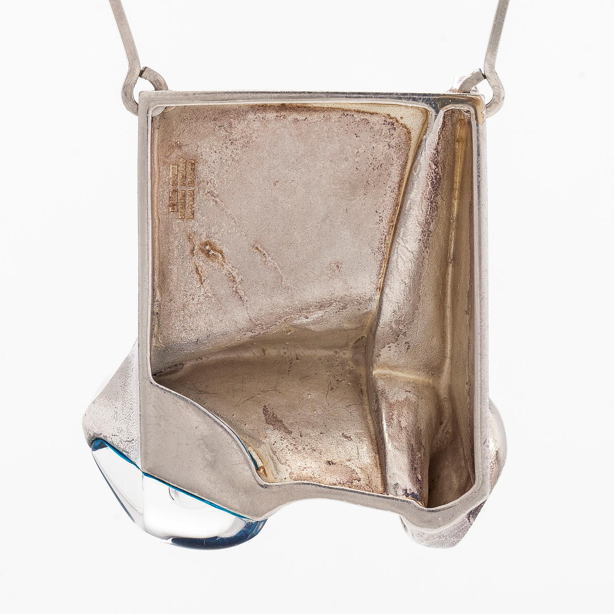 Björn Weckström, necklace, “Monolit”, silver, acrylic, Lapponia, 1973.