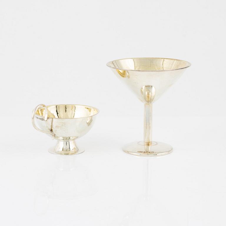 Punschmuggar, 11 st samt cocktailglas, 3 st, silver, BEFA, Göteborg, bl.a. 1976.