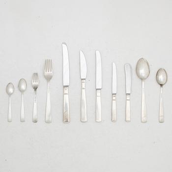 Jacob Ängman, A swedish silver cutlery set, 'Rosenholm', GAB, Stockholm (63 pieces).
