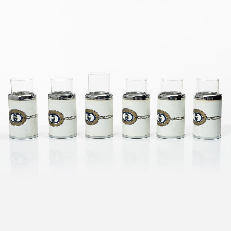Gucci, Set om ishink samt 6 glas, 1970-tal.