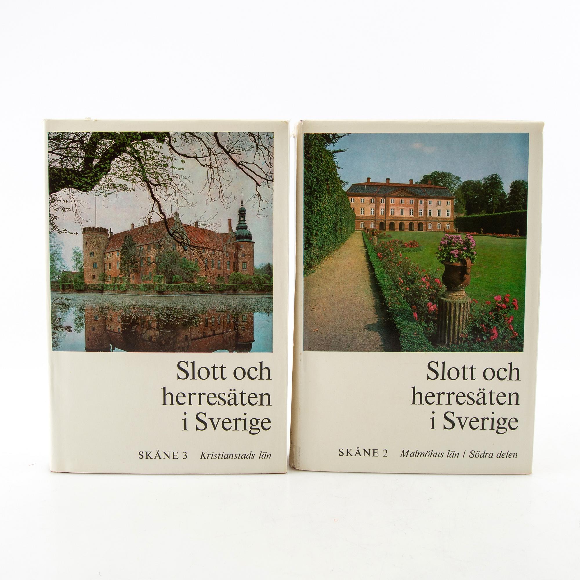 Bokverk, 18 volymer, "Slott och herresäten i Sverige", Allhems förlag, Malmö, 1960-/70-tal.
