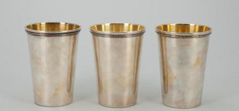 BÄGARE 3 st, silver, design S-A Gillgren, Stockholm, 1960 och 1961.