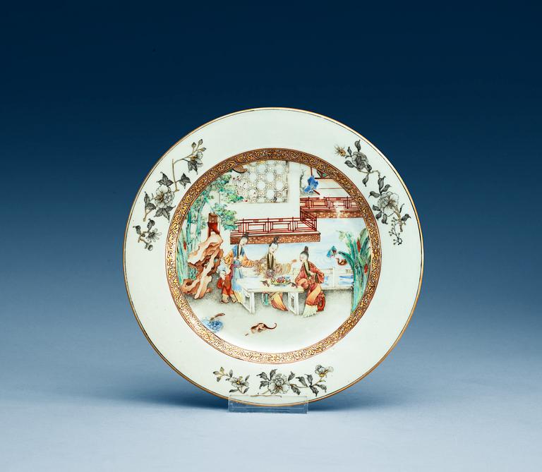 A famille rose dinner plate, Qing dynasty, Qianlong (1736-95).