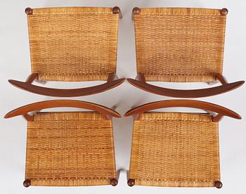 Hans J. Wegner, a set of eight teak chairs, model "W2", C.M. Madsen, Denmark 1950s.