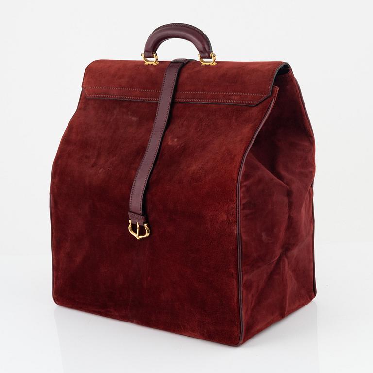 Cartier, A red suede vintage weekendbag.