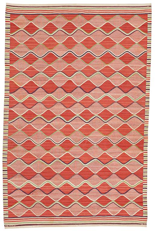 Barbro Nilsson, MATTO, "Rödspättan", flat weave, ca 313,5 x 203 cm, signed AB MMF BN.