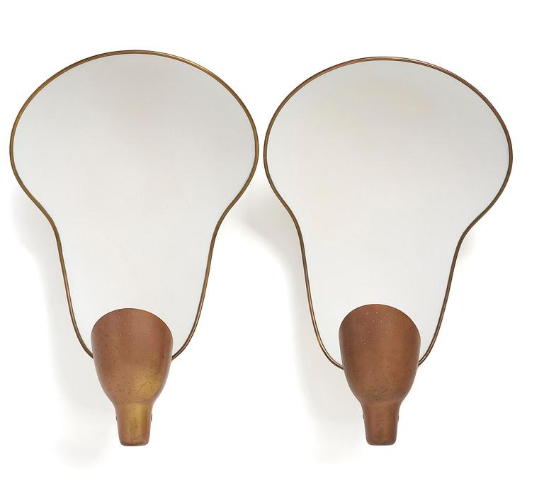 Carl-Axel Acking, a pair of wall lamps model number "5017", Bröderna Malmströms Metallvarufabrik, Malmö, 1940s.