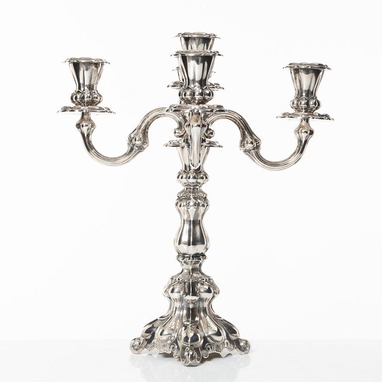 A silver candelabrum, marks of Kultakeskus Oy, Hämeenlinna, Finland 1973.