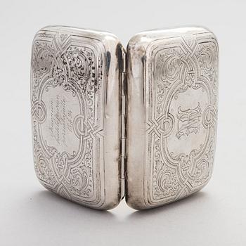 A 19th-century silver box and cigarette case, Gabriel Wahlbäck, Helsinki 1835 and Frans Viktor Lindroos, Kuopio 1892.