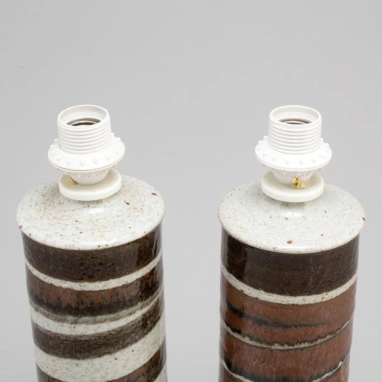 A pair of stoneware table lamps by Inger Persson, Rörstrand.